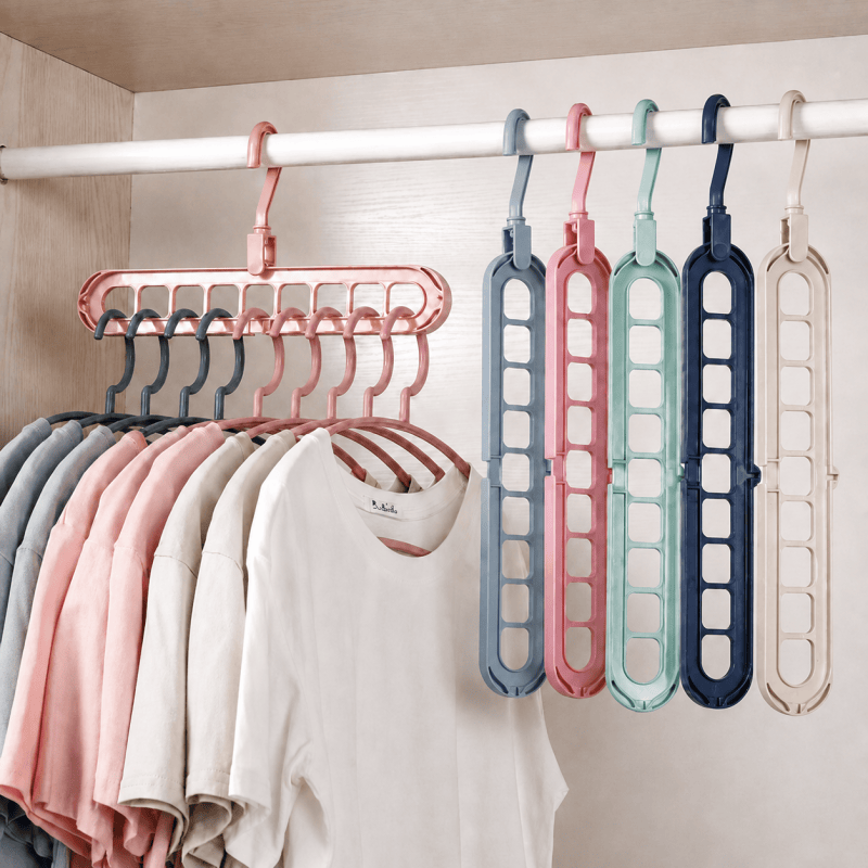 9-Hole Wardrobe Hanger Organisers - Assorted Colours, Pack of 10 - product view 1