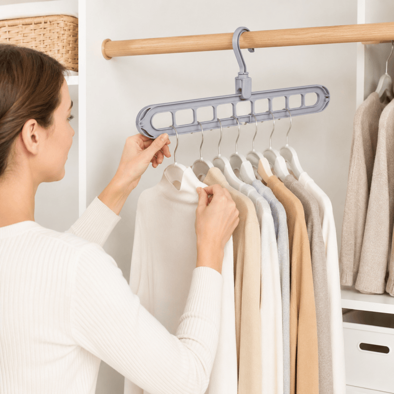 9-Hole Wardrobe Hanger Organisers - Assorted Colours, Pack of 10 - product view 1