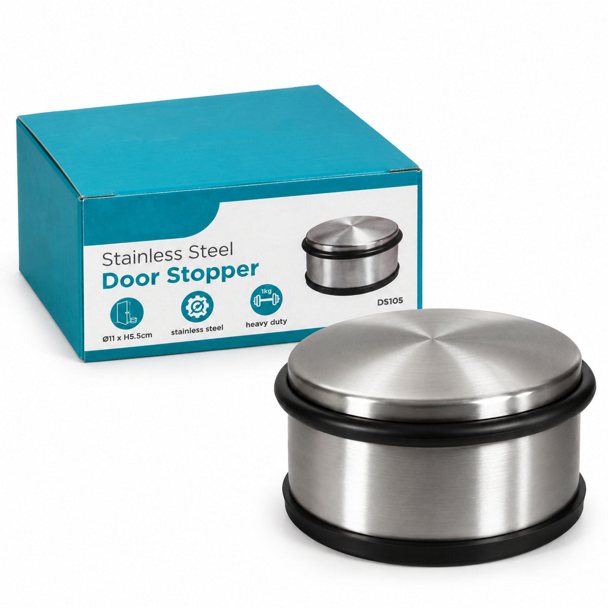 Weighted Stainless Steel Door Stop - 1 kg, Silver - product view 2