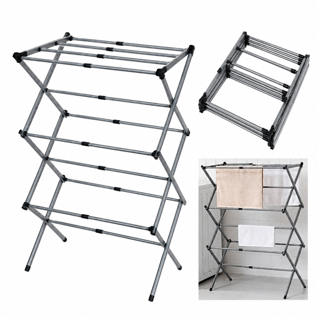 3-Tier Extendable Folding Clothes Airer - Up to 7.9 m - product view 1