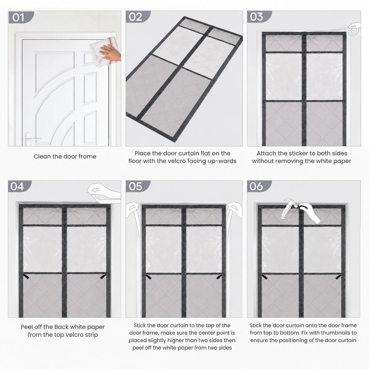 Magnetic Door Curtain with Clear Panels - 90 x 210 cm - product view 3