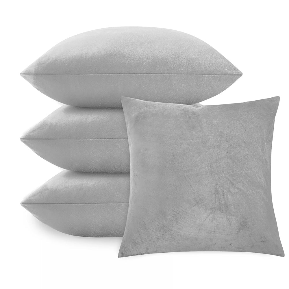 Velvet Cushion Covers - 45 x 45 cm, Light Grey, Pack of 4 - product view 1