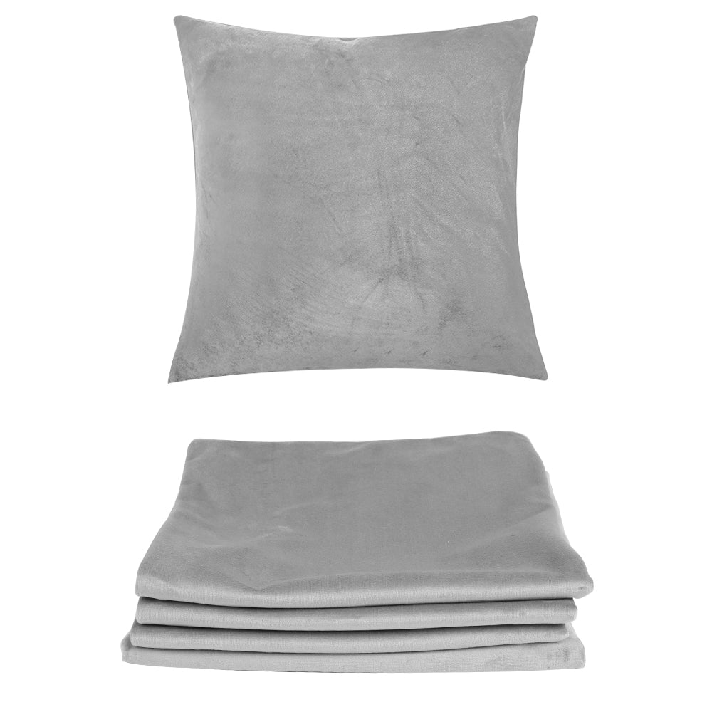 Velvet Cushion Covers - 45 x 45 cm, Light Grey, Pack of 4 - product view 4